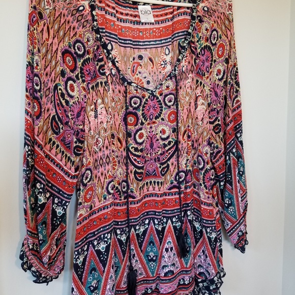 Bila Tops - Bila Sz L * Boho Tribal Trendy Blouse w/ Tassels Bila Tops - Bila Sz L * Boho Tribal Trendy Blouse w/ Tassels